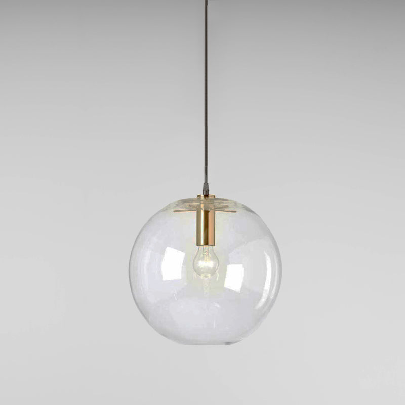 round ball glass pendant light with gold hardware