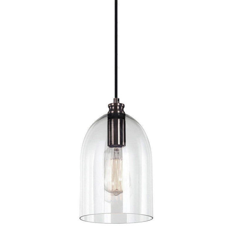 dome shape glass pendant light with pearl black fittings