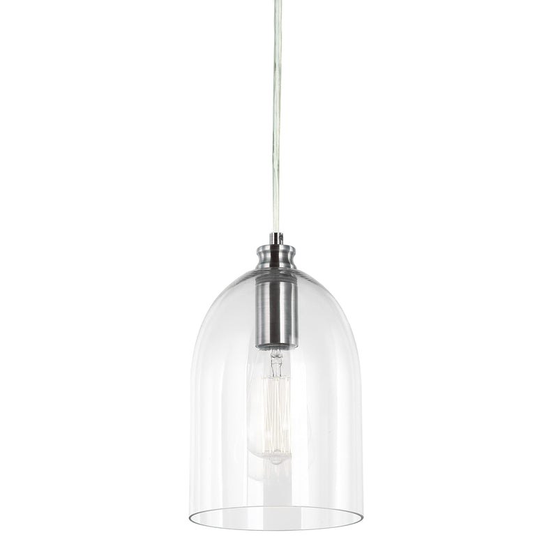 dome shape glass pendant light with polished chrome hardware