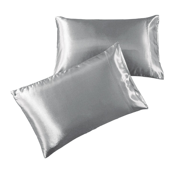 silver satin pillowcase set of two