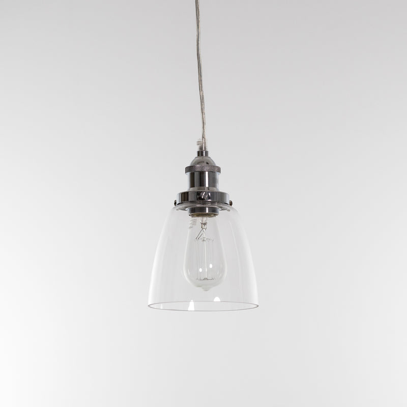 glass pendant light with chrome hardware