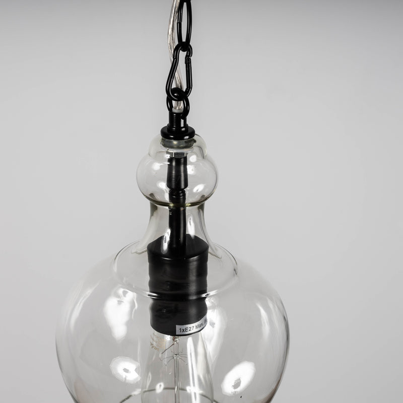 valentine glass pendant light with black fittings