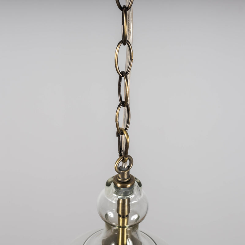 Valentine Glass Pendant Light - Antique Brass