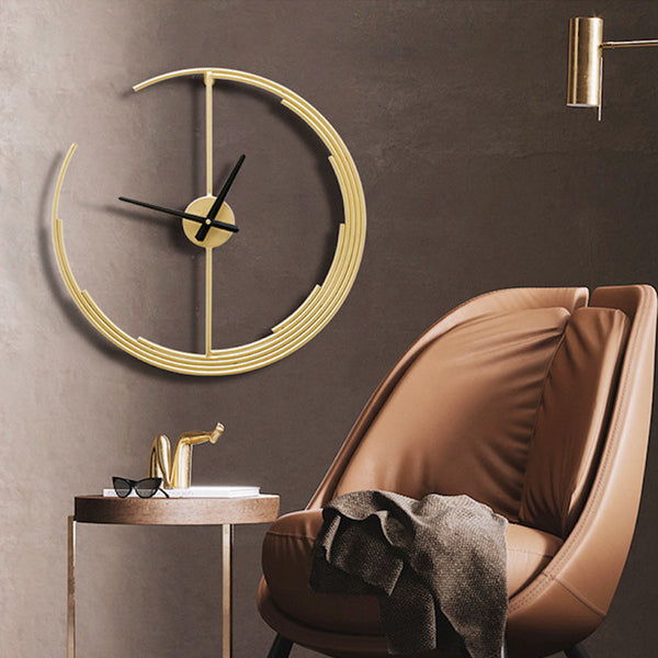 Minimal Gold Crescent Moon Clock with Black Hands: Timeless Elegance and Unique Design