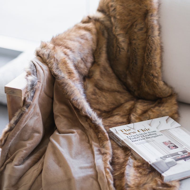 luxury fur blanket with plush lining