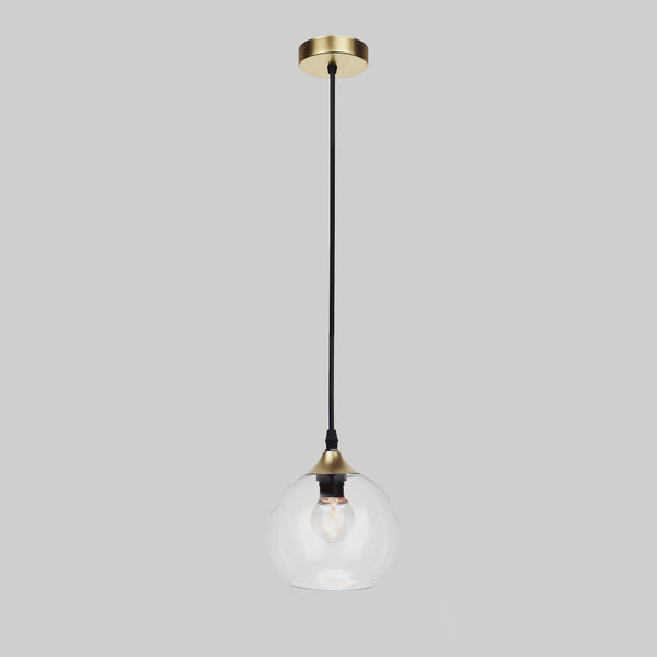 frankie glass pendant light with gold and black hardware