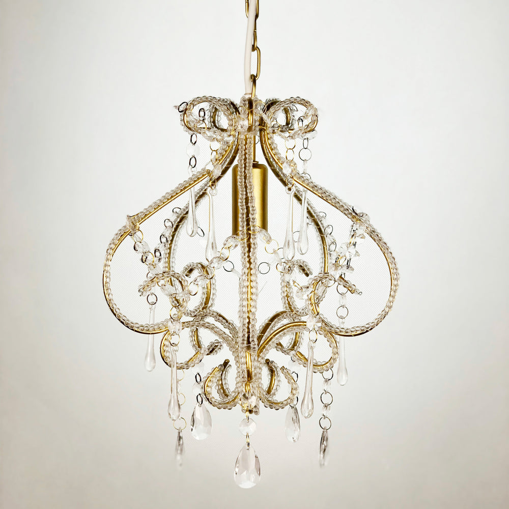 Small Beaded Gold Chandelier: Elegant Lighting Fixture