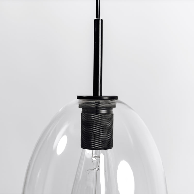 preston dome glass pendant light with black hardware