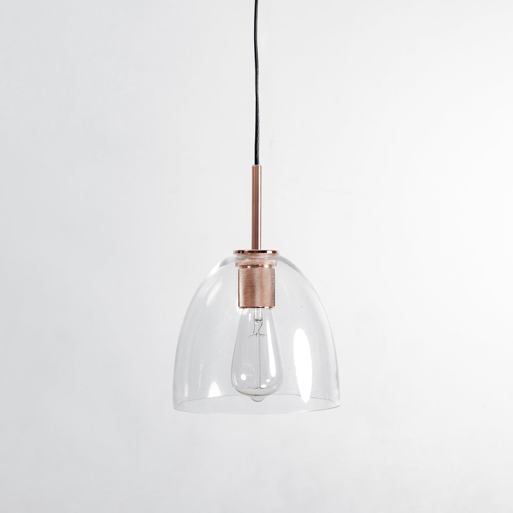 preston glass pendant light with copper hardware