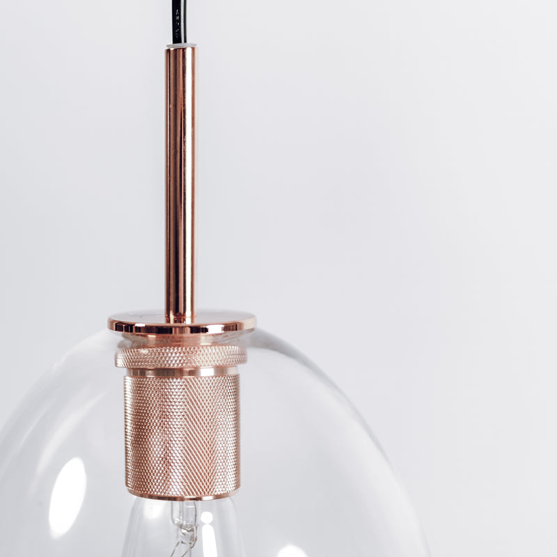 preston glass pendant light with copper hardware