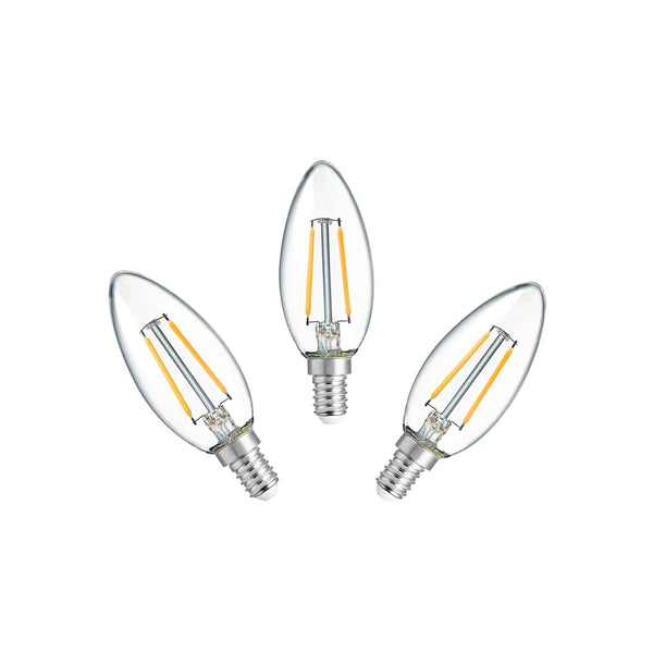 Dimmable e14 candle globes LED 2w warm white pack of 3