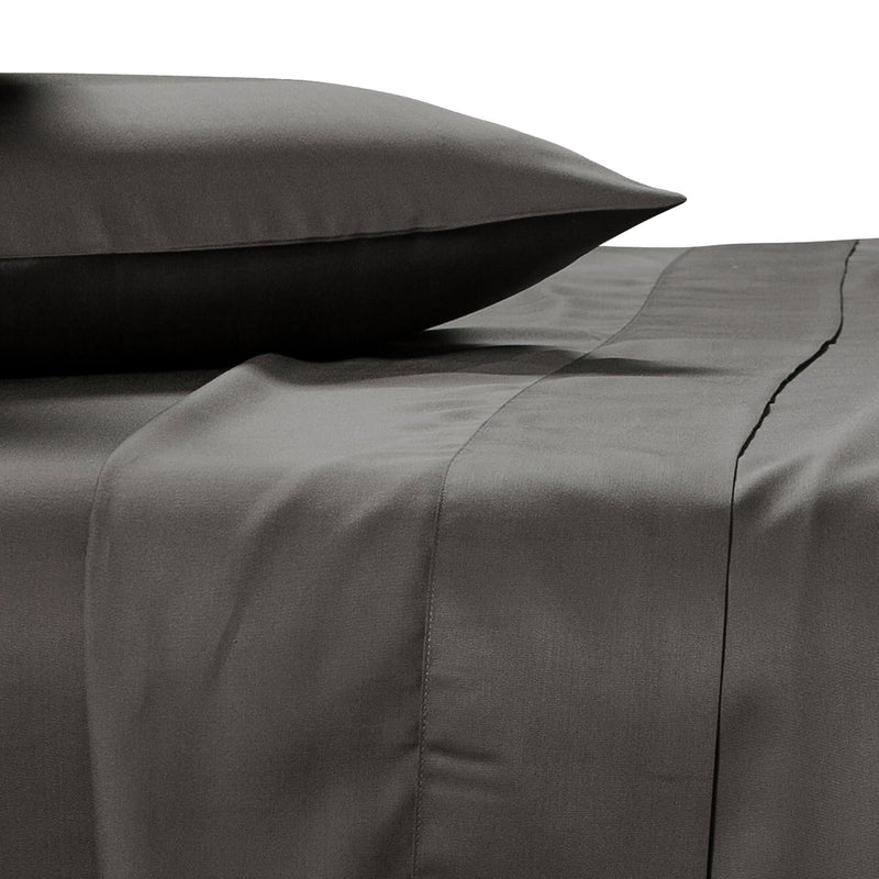 charcoal bamboo pillowcase on a bed