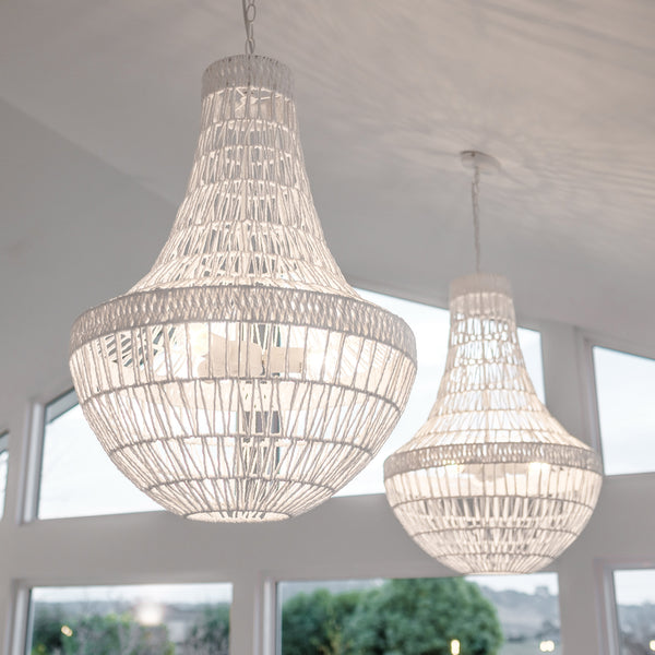 White rope shop pendant light