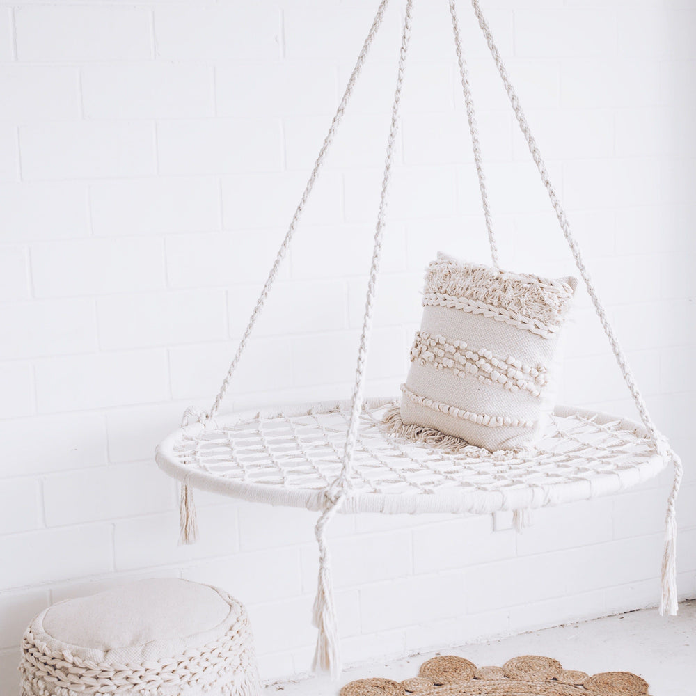 Baby Swing Chair Macrame Hanging Hammock - Cream