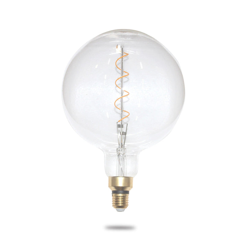 oversize filament globe with single spiral 4w on a white background