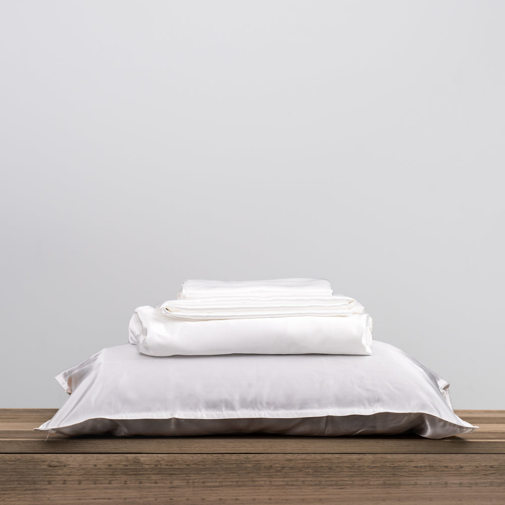 white satin silk set of pillowcases