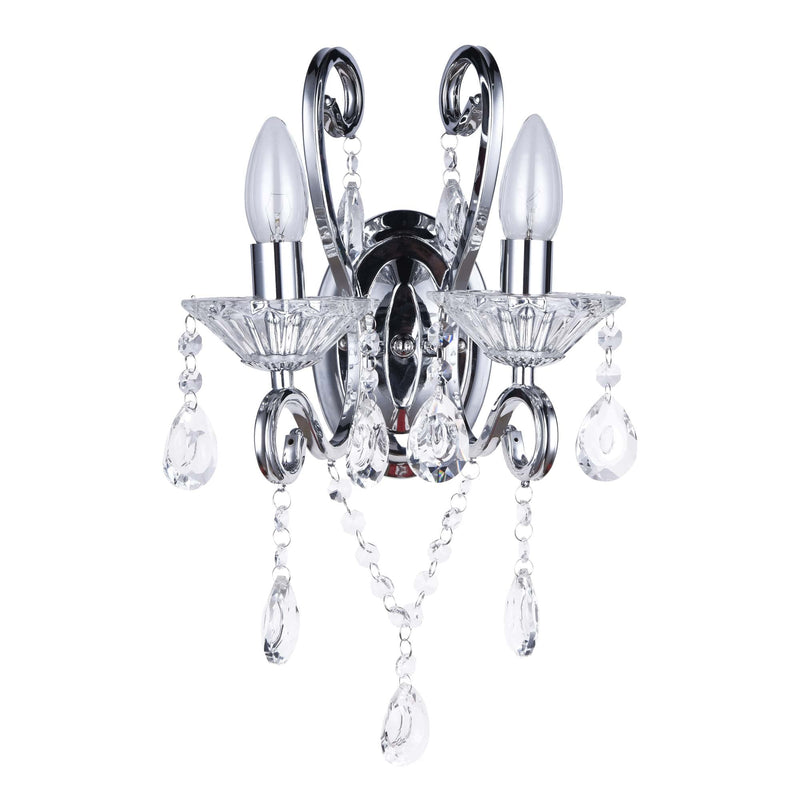Crystal Wall Light with Chrome Hardware and Glass Beads: Elegant Lighting with Shimmering Detail