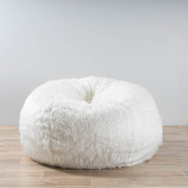 Extra Large Fur Bean Bag - White Polo